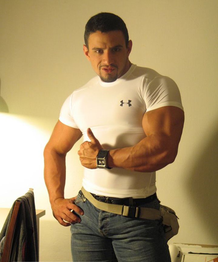 hot latin muscle man shows his muscles under tight t shirt Buff guys cocks get smaller while their cockiness goes up